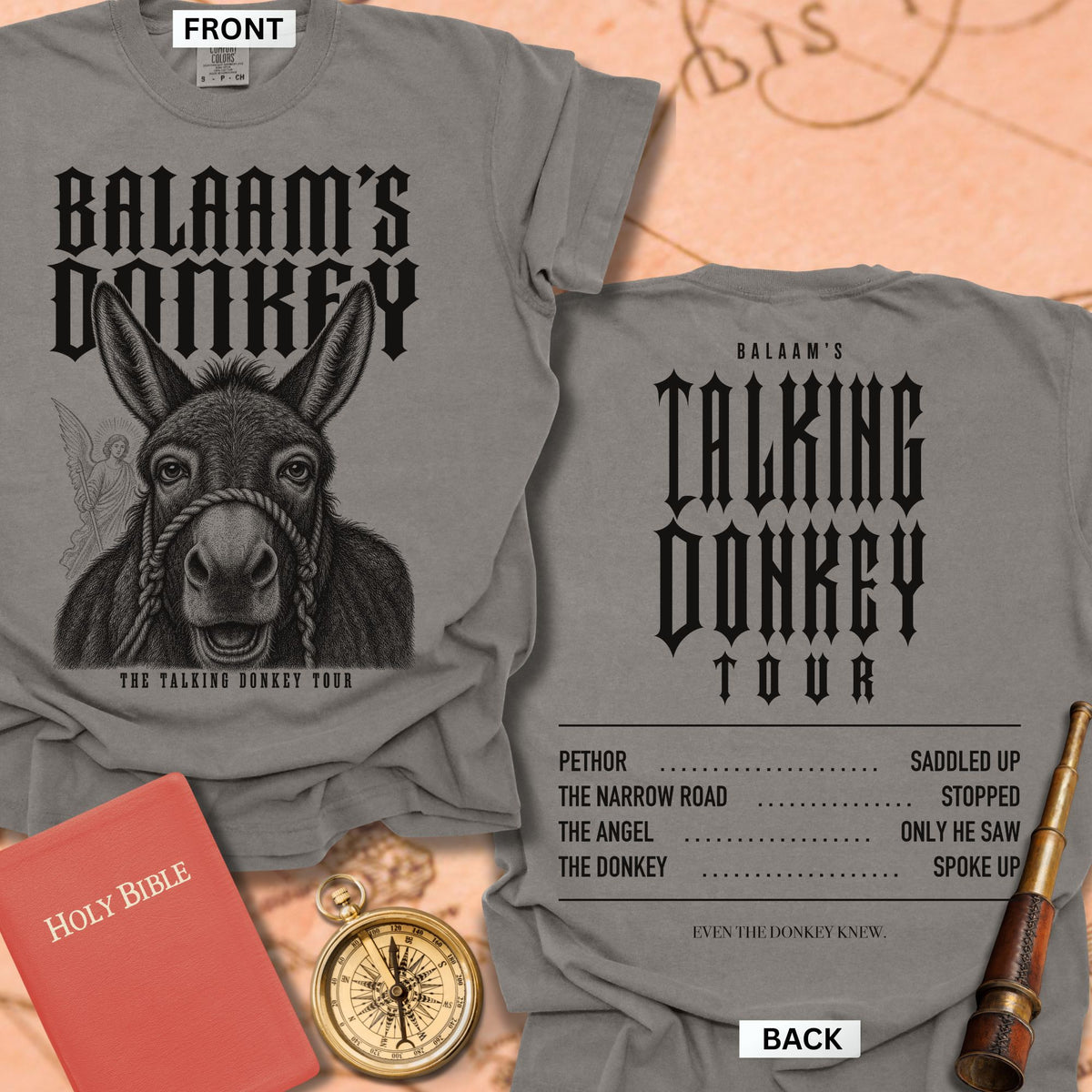 Balaam's Donkey. The Talking Donkey Tour. Premium T-shirt