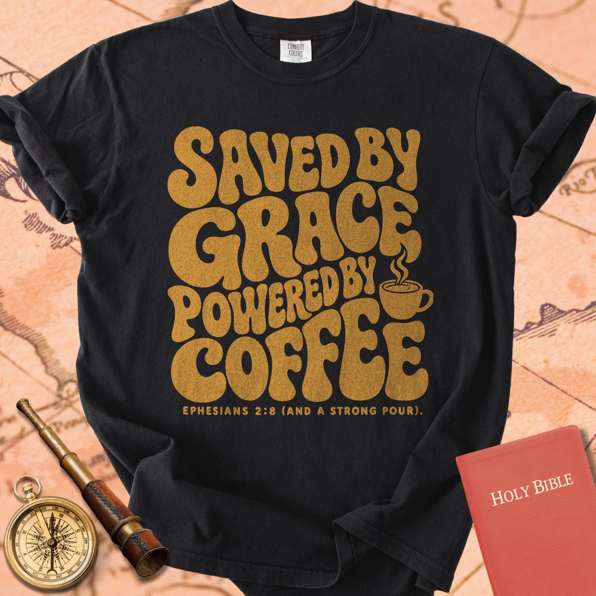 Saved by Grace, Powered by Coffee Premium T-shirt