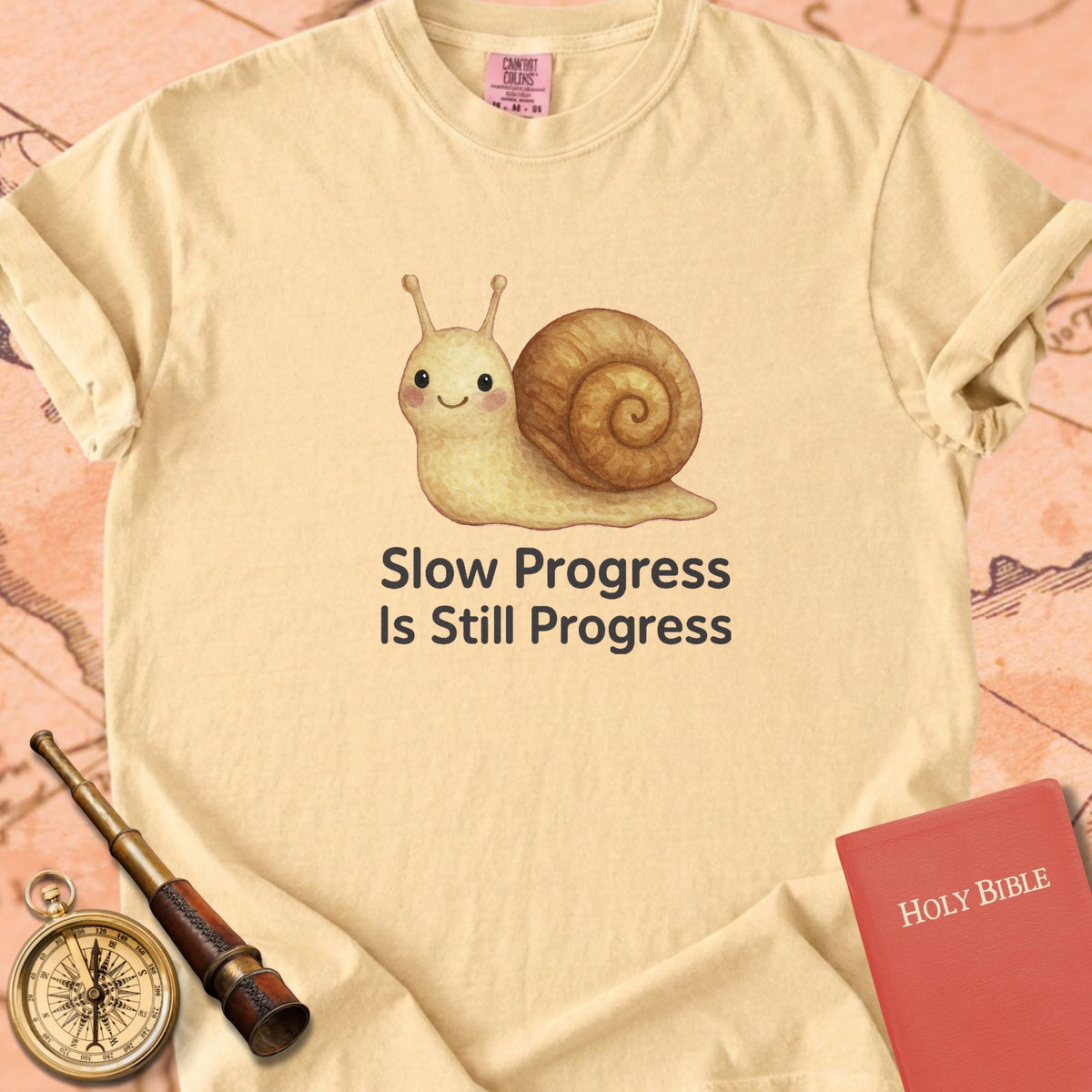Slow Progress Is Still Progress — Cute Snail Premium T-shirt — Butter Comfort Colors