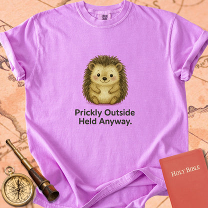 Prickly Outside, Held Anyway — Cute Hedgehog Premium T-shirt — Orchid Comfort Colors