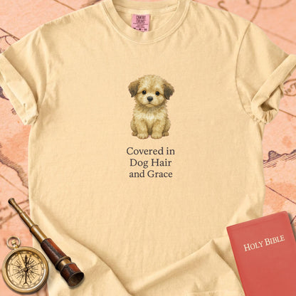 Covered in Dog Hair and Grace — Cute Puppy Premium T-shirt — Butter Comfort Colors