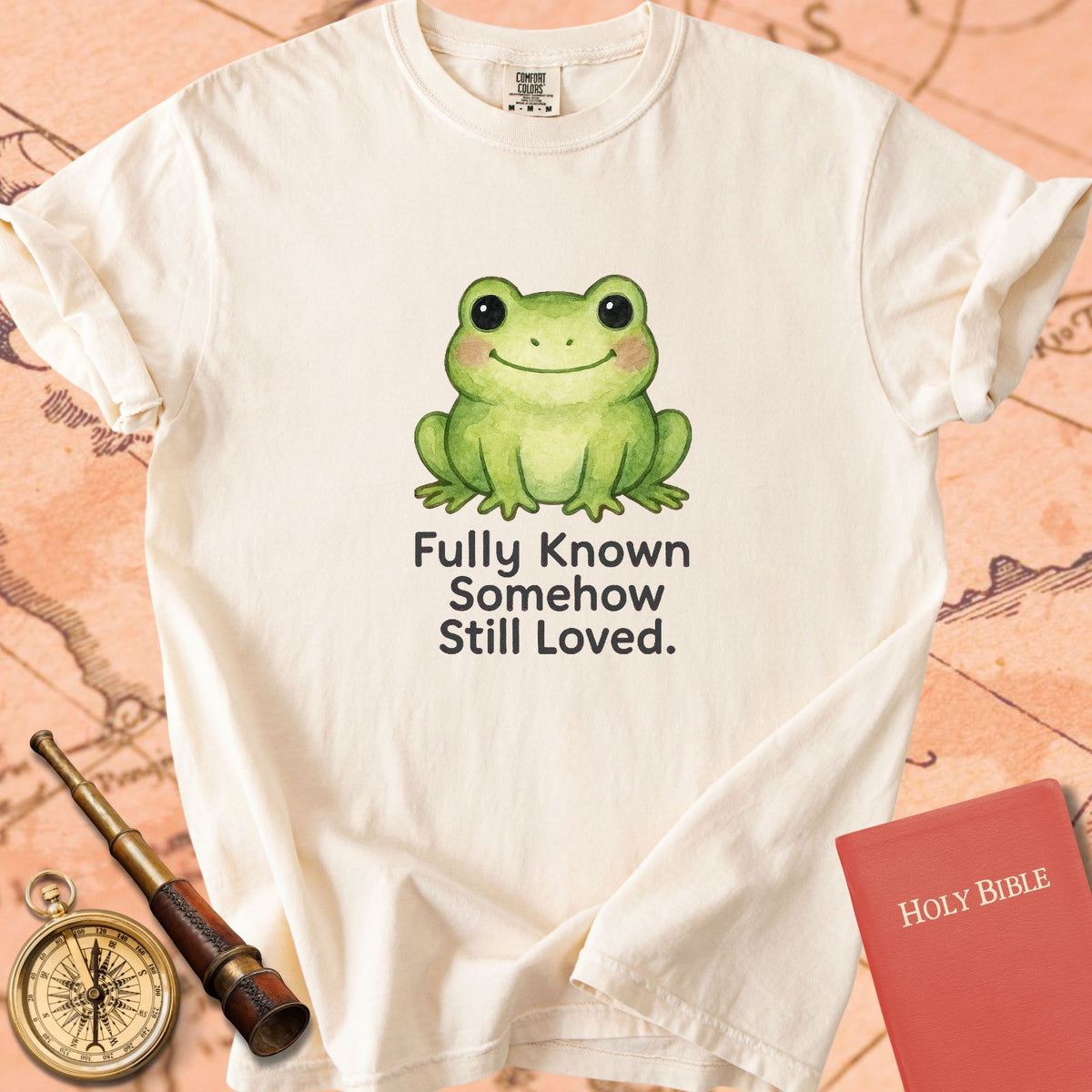 Fully Known, Somehow Still Loved — Cute Frog Premium T-shirt — Ivory Comfort Colors