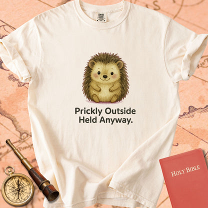 Prickly Outside, Held Anyway — Cute Hedgehog Premium T-shirt — Ivory Comfort Colors