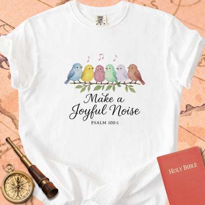 Make a Joyful Noise — Watercolor Birds Premium T-shirt — White Comfort Colors