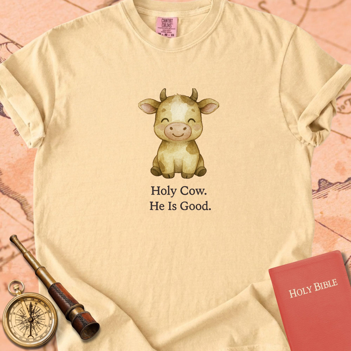 Holy Cow, He Is Good — Cute Cow Premium T-shirt — Butter Comfort Colors
