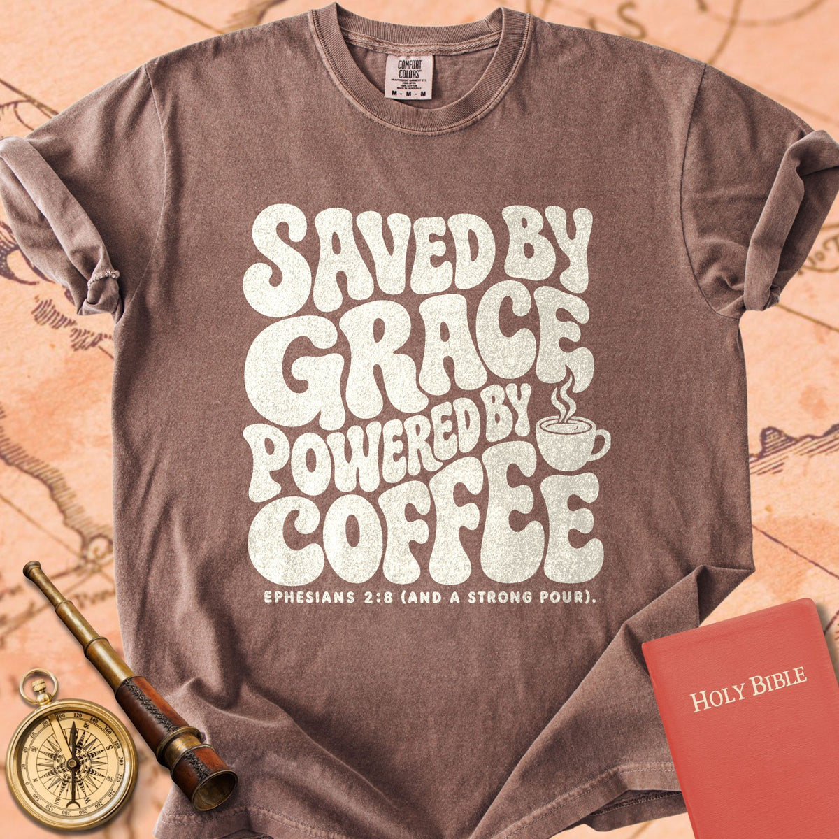 Saved by Grace, Powered by Coffee Premium T-shirt