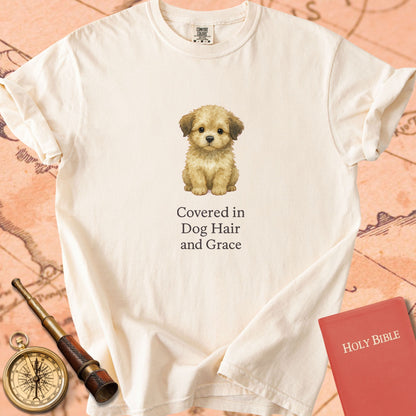 Covered in Dog Hair and Grace — Cute Puppy Premium T-shirt — Ivory Comfort Colors