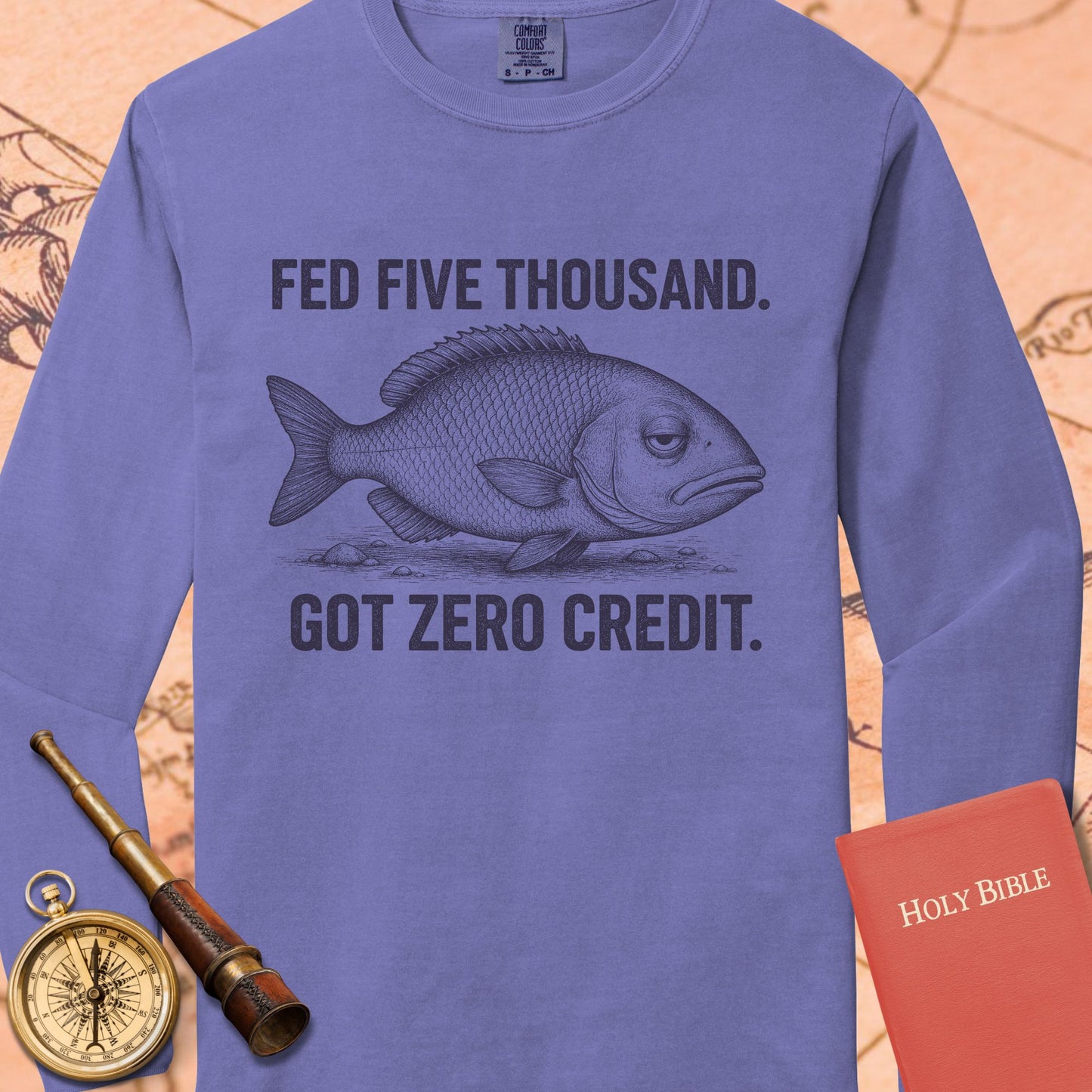 Fed Five Thousand — Violet Comfort Colors long sleeve