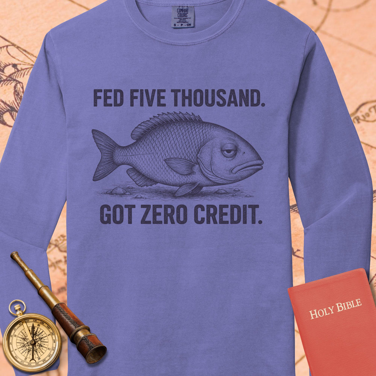 Fed Five Thousand — Violet Comfort Colors long sleeve