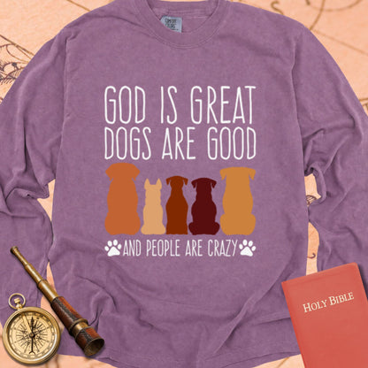 God is Great Dogs — Berry Comfort Colors long sleeve