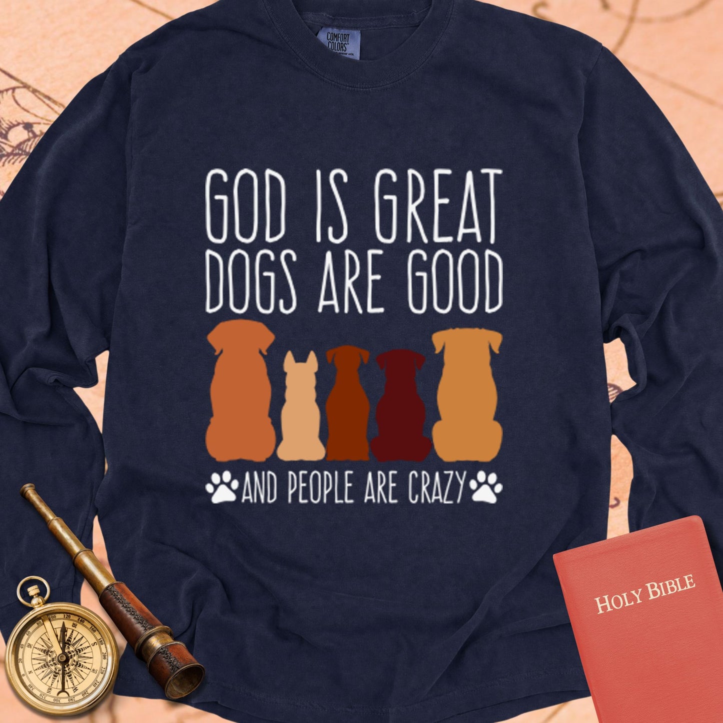 God is Great Dogs — True Navy Comfort Colors long sleeve