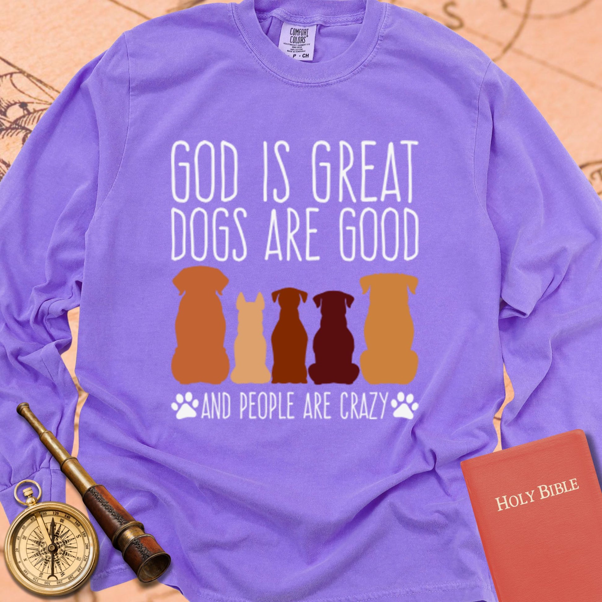 God is Great Dogs — Violet Comfort Colors long sleeve