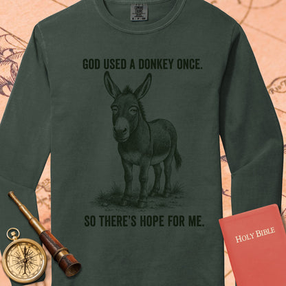 God Used a Donkey Once — Blue Spruce Comfort Colors long sleeve