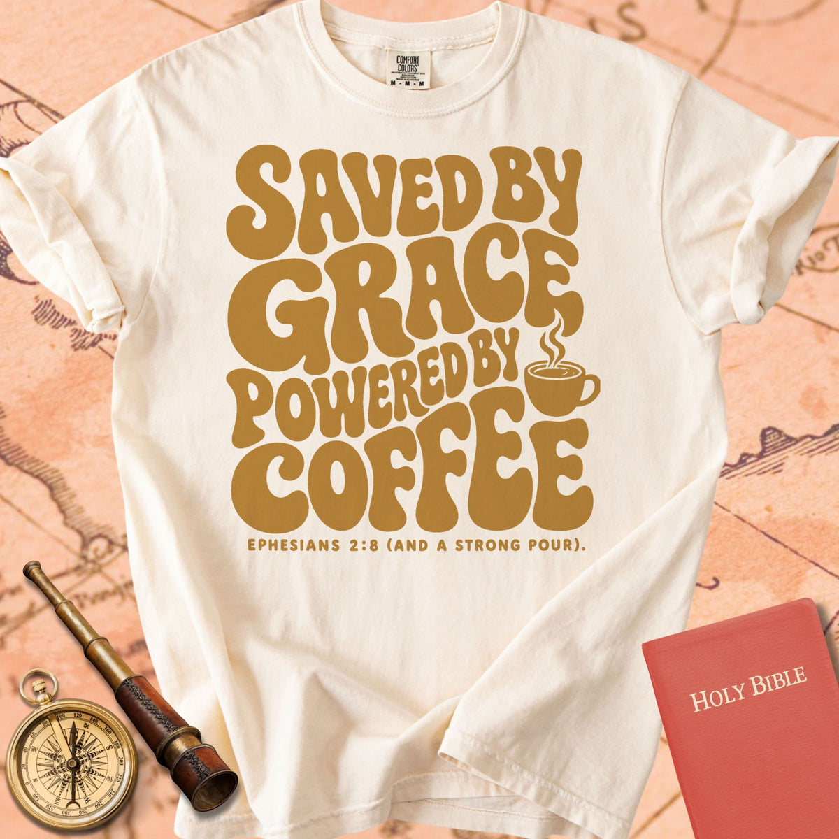 Saved by Grace, Powered by Coffee Premium T-shirt