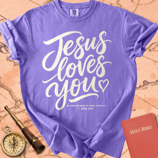 Jesus Loves You - Violet Comfort Colors tee