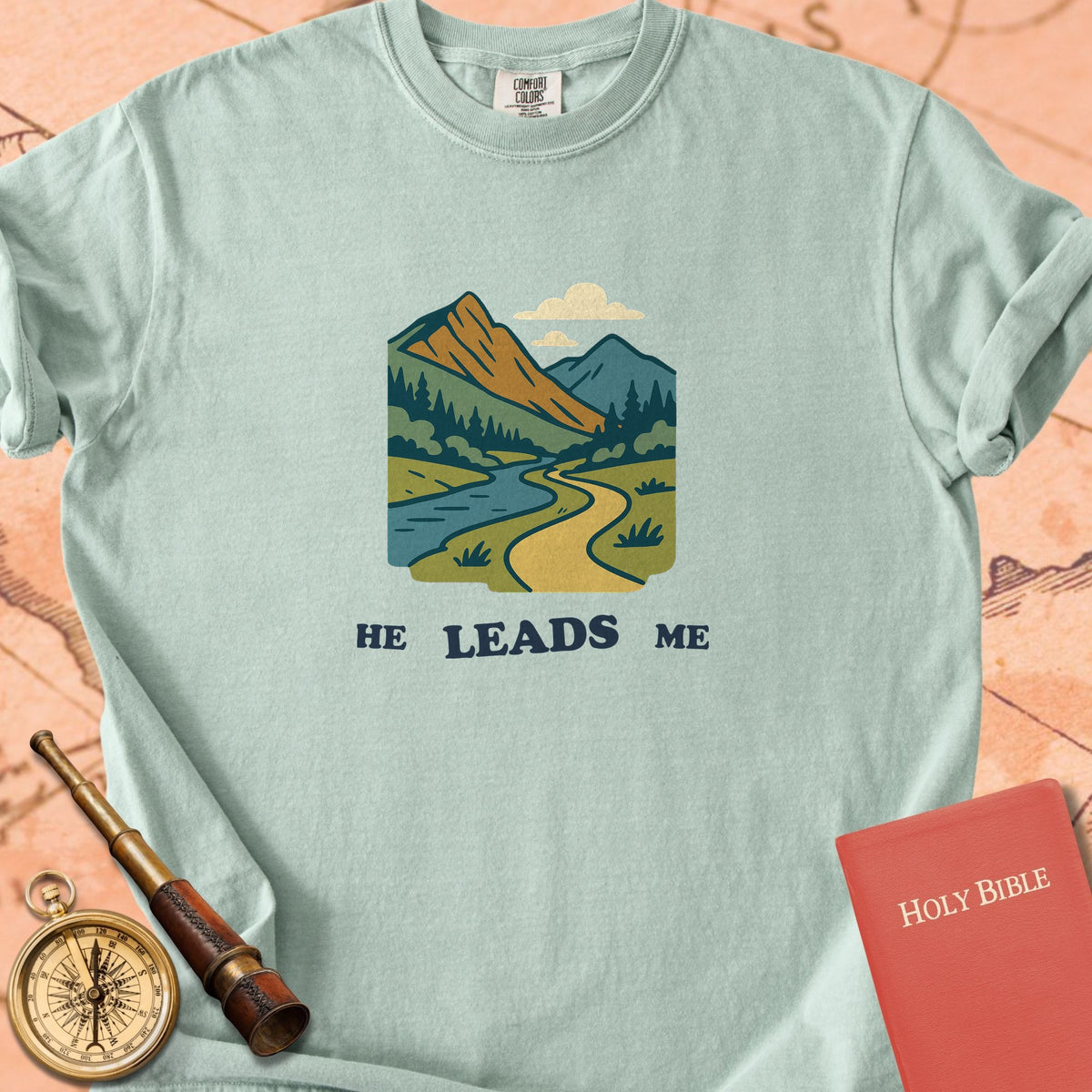 He Leads Me Premium T-shirt