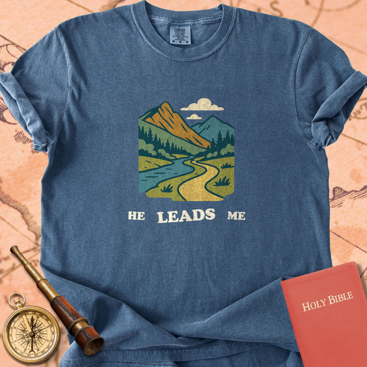 He Leads Me Premium T-shirt