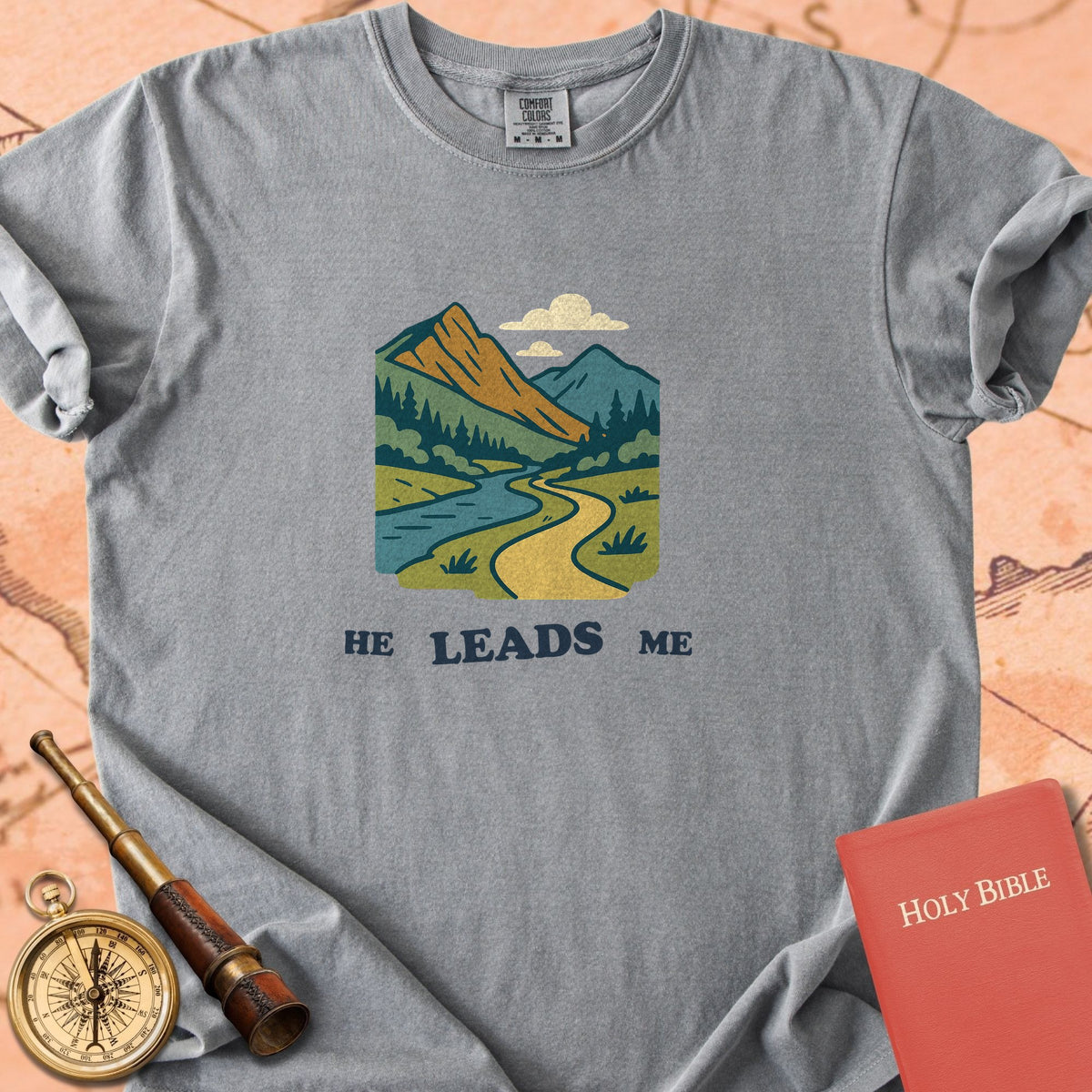 He Leads Me Premium T-shirt