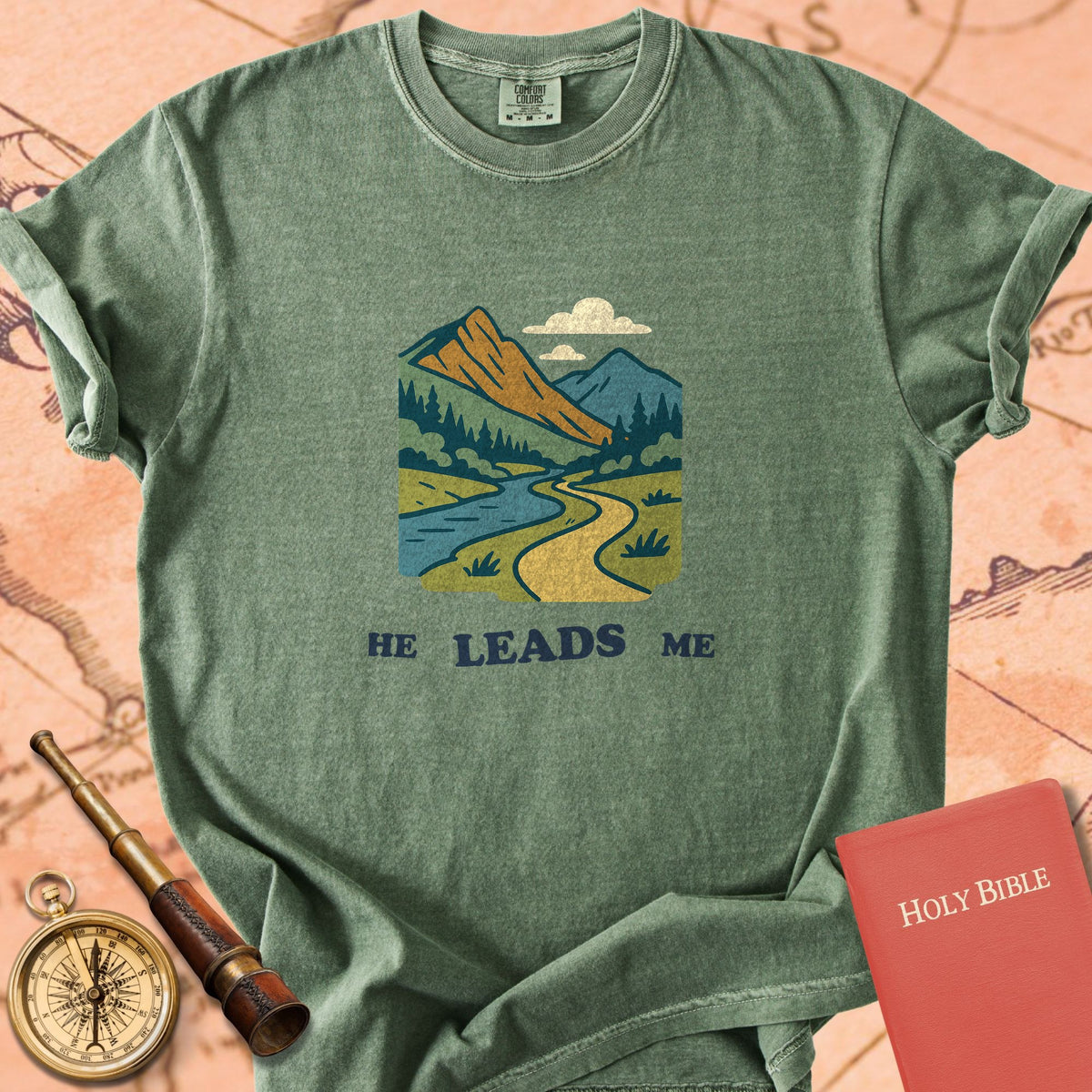 He Leads Me Premium T-shirt