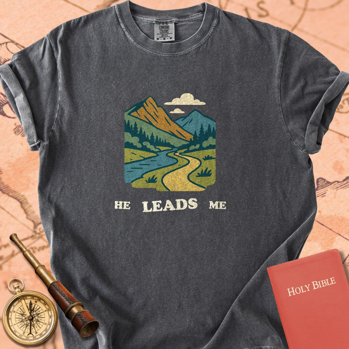 He Leads Me Premium T-shirt