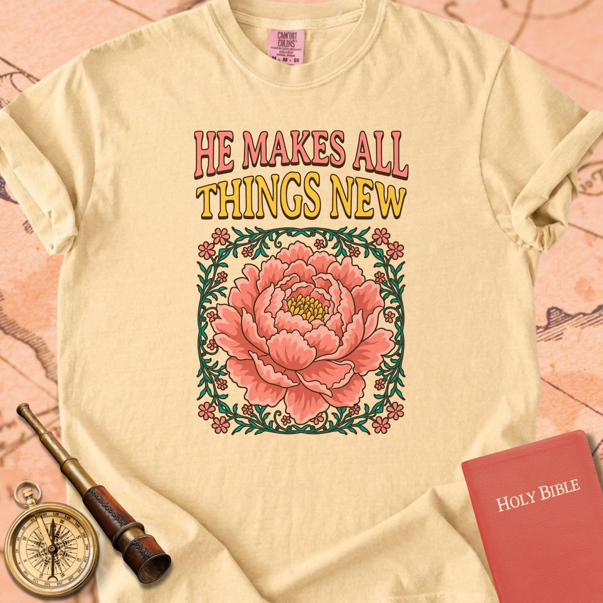 Peony - He Makes All Things New Premium T-shirt