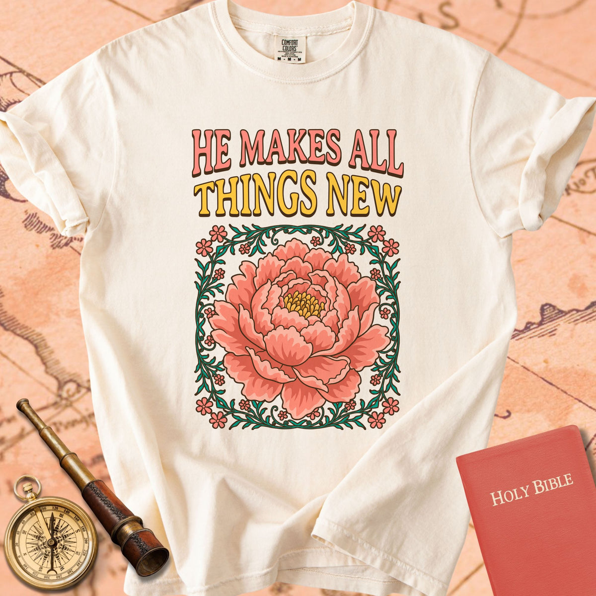 Peony - He Makes All Things New Premium T-shirt