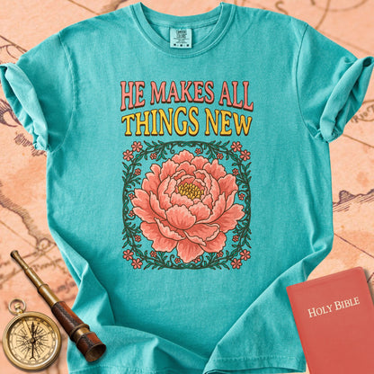 Peony - He Makes All Things New Premium T-shirt
