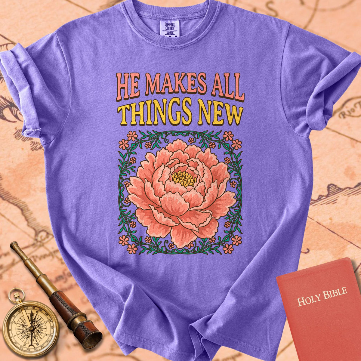 Peony - He Makes All Things New Premium T-shirt