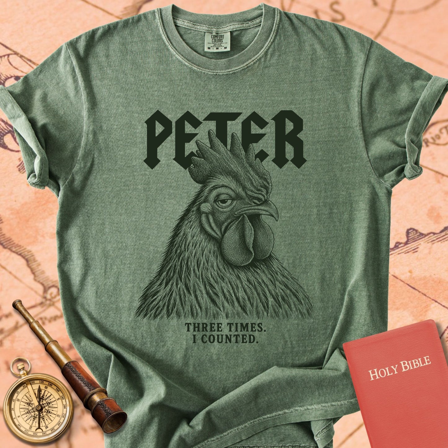 Rooster. Three Times. I Counted. Premium T-shirt