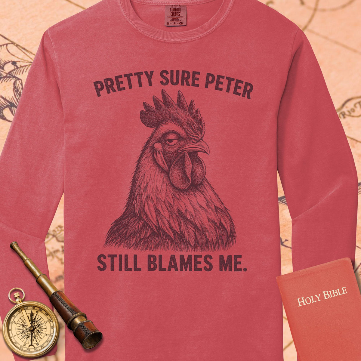 Pretty Sure Peter — Crimson Comfort Colors long sleeve