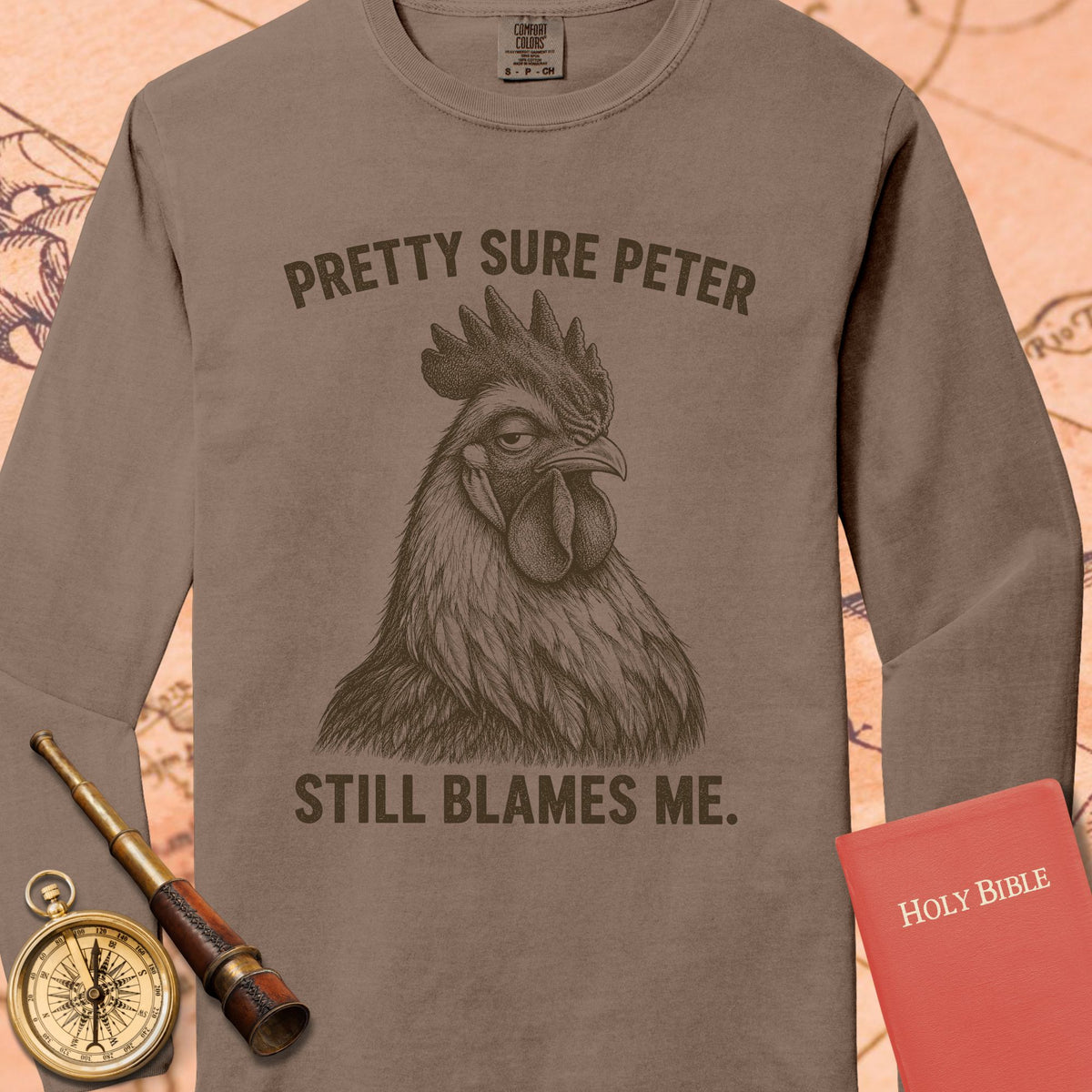 Pretty Sure Peter — Espresso Comfort Colors long sleeve