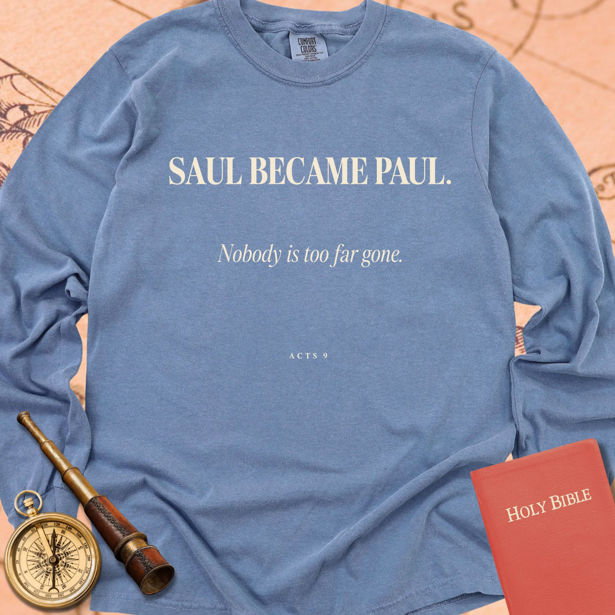 Saul Became Paul — Blue Jean Comfort Colors long sleeve