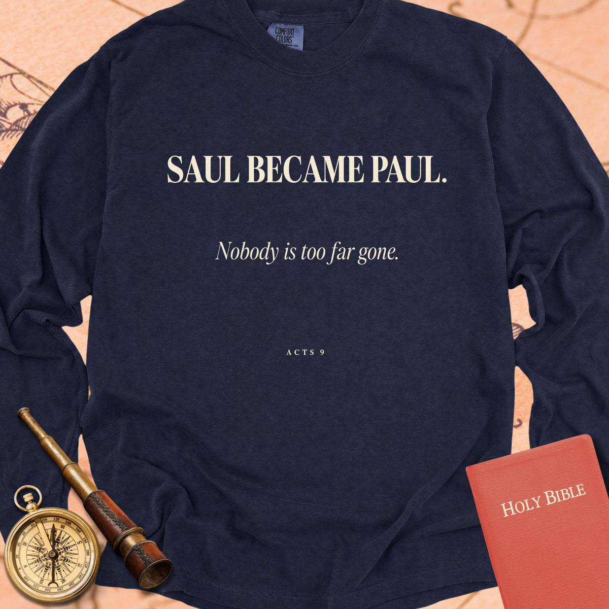 Saul Became Paul — True Navy Comfort Colors long sleeve