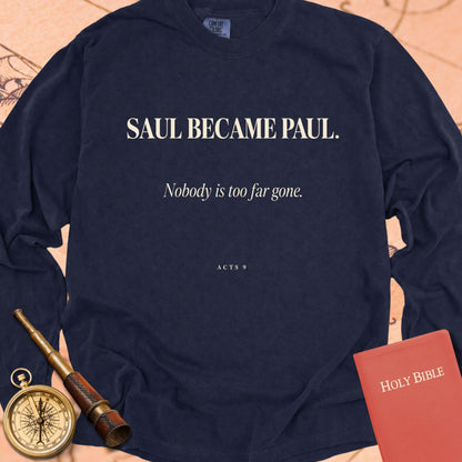 Saul Became Paul — True Navy Comfort Colors long sleeve