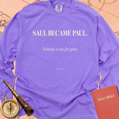 Saul Became Paul — Violet Comfort Colors long sleeve