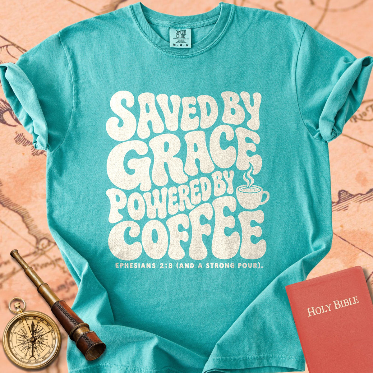 Saved by Grace, Powered by Coffee Premium T-shirt